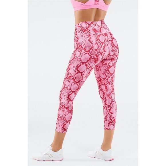 FABLETICS Women’s Red Pink Snake Skin Define Powerhold High-Waisted Capri Leggin - Picture 1 of 7